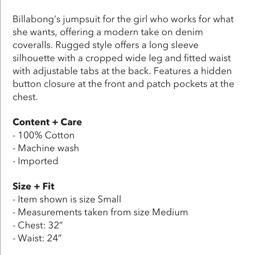 Billabong Endless Days denim jumpsuit, size S. - Picture 6 of 14
